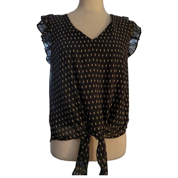 West K sabrina Tops - West K Sabrina ruffle tie front blouse size xs,styleTu41672-D 100%polyester